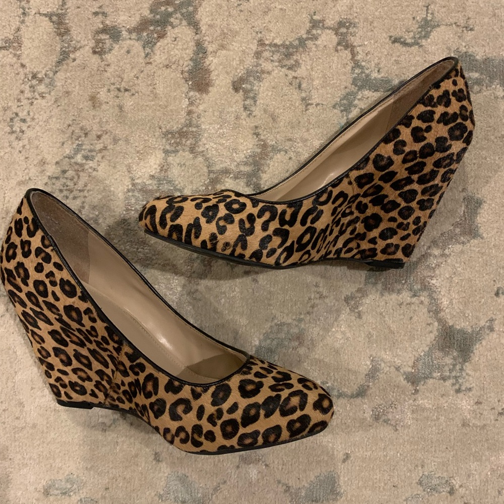 Sexy Leopard Cowhide Wedge Heels
